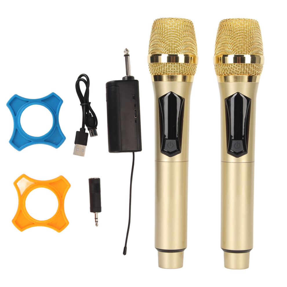 Stable Signal Wireless Microphones Metal Dynamic Microphone System Rechargeable Receiver Long Range Adjustable Frequency Anti Howling Plug And Play 9420858924661