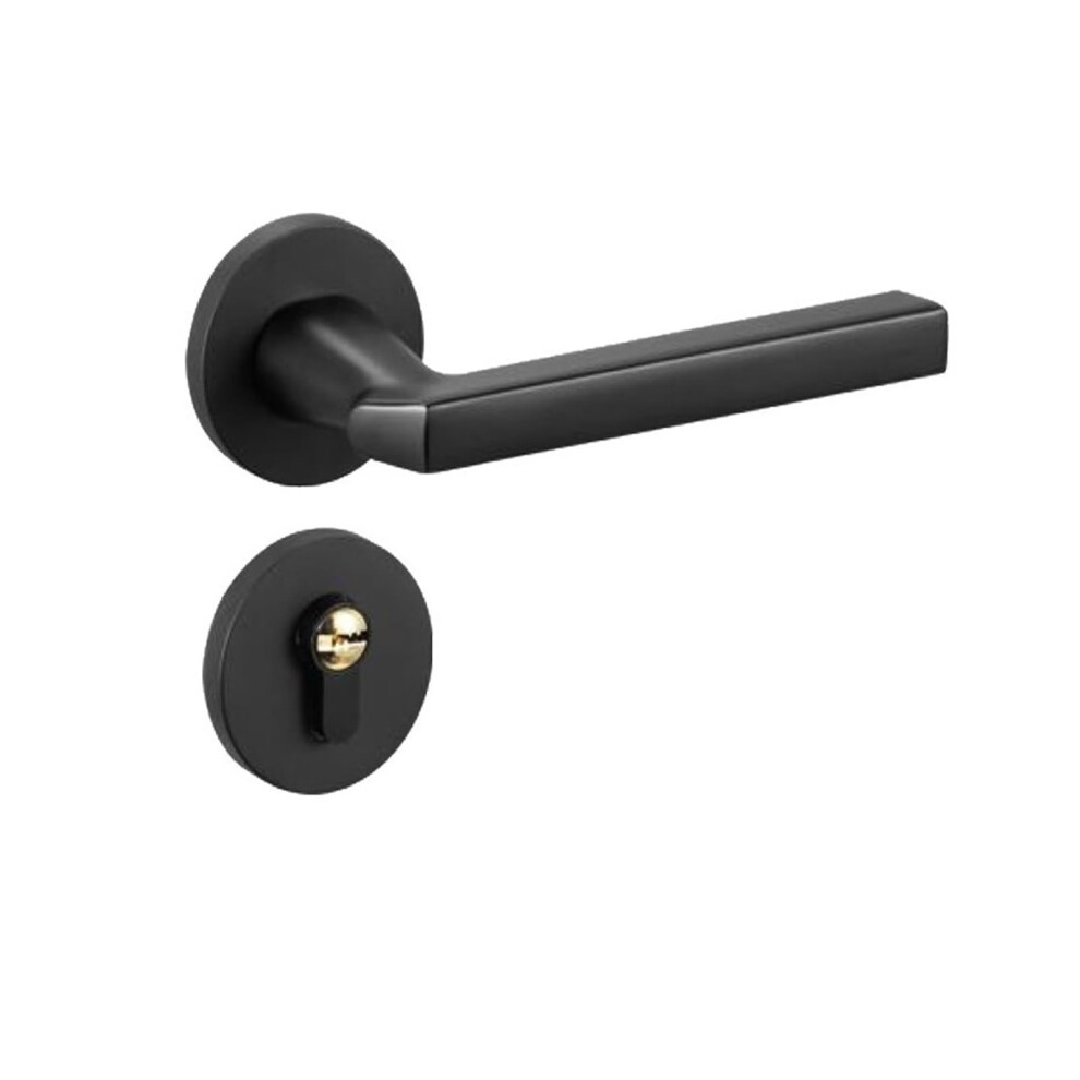 Black Zinc Alloy Door Lever Handles With Magnetic Silent Lock For Solid Wood Interior Doors 9426802874976