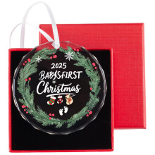 Baby's First Christmas Ornament 2025 Boy –  Shatterproof Glass Snowflake Keepsake Gift