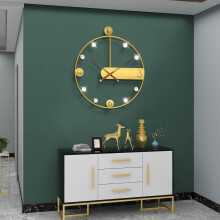 Large Gold Wall Clock for Living Room, 20 Inch Silent 3D Hollow Design with Crystal Accents