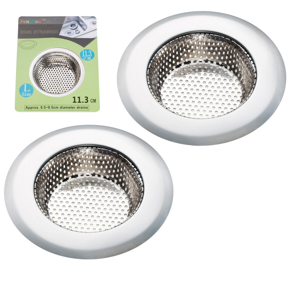 2 Pack Stainless Steel Kitchen Sink Strainer 4.5 Inch Wide Rim For Clog Prevention And Easy Cleaning 9426802875041