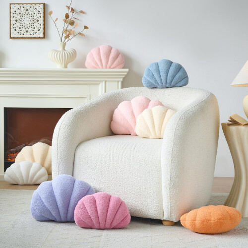 Seashell Throw Pillow Soft Plush Shell Shaped Cushion for Couch or Bed White 13 Inch 2