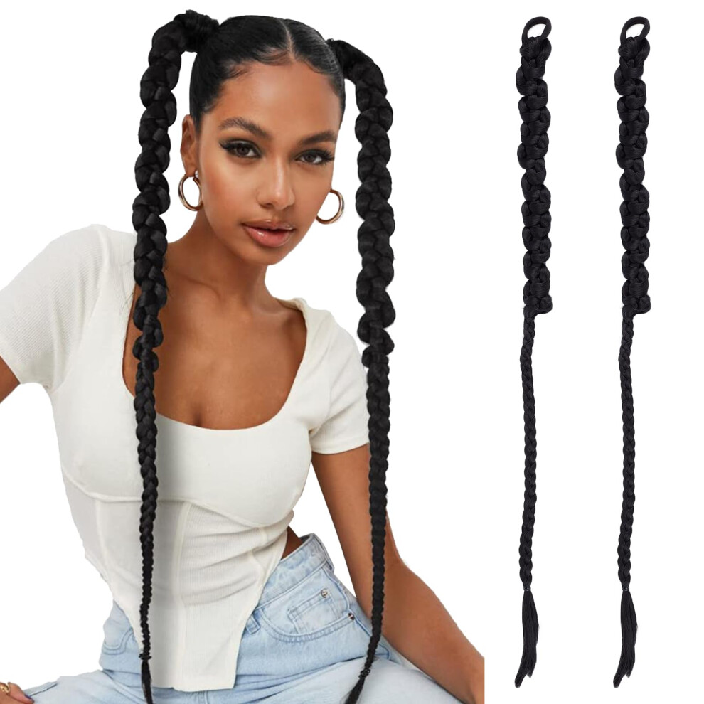 Ponytail Hair Extension Set with Long Braided Hairpiece and Secure Hair Tie for Women