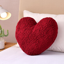 Large Heart Shaped Sherpa Throw Pillow 15x17 Inch Ultra Soft Red Cushion for Bedroom and Living Room
