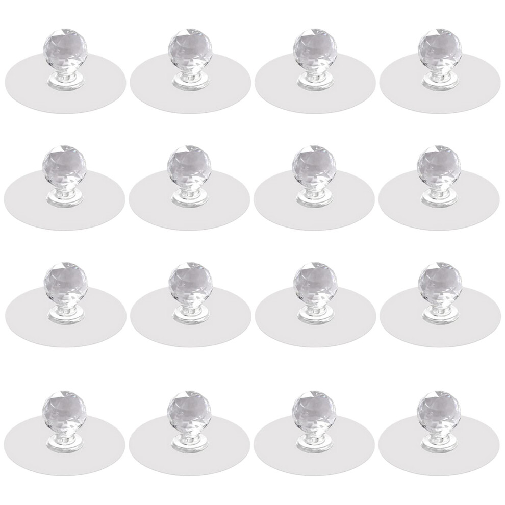 16Pcs Crystal Acrylic Cabinet Knobs And Self Adhesive Drawer Pulls For Wardrobe Kitchen Furniture 9189345629051