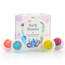 Crystal Sea Salt Bath Bomb Gift Set with Essential Oils for Relaxation and Skin Hydration