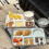 Ceramic 5 Compartment Portion Control Plate for Healthy Eating, Square Divided Dinner Plate Blue 5
