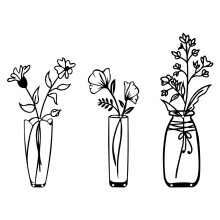 Vase à fleurs en métal noir, signe mural, décorations-JSTY207