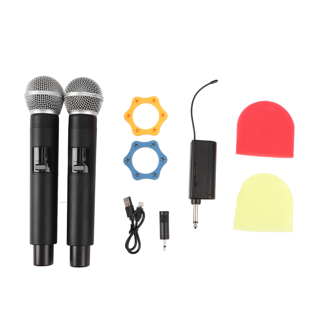 Uhf Dual Handheld Dynamic Metal Mic System,Wireless Microphone With Bluetooth Rechargeable Receiver Anti Howling Anti Jamming 160 Ft Range Plug And 9420858938606