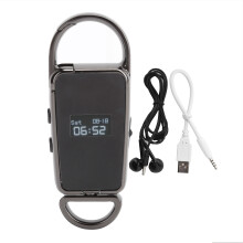 Zwarte mini digitale audiorecorder, geluidsgestuurd apparaat met HD-stereo en intelligente ruisonderdrukking, ondersteunt een lange batterijduur en