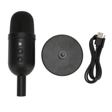 Microfon condensator USB cu model de preluare super cardioid, suprimare a zgomotului, bază rezistentă la șocuri integrată, LED tactil, mut,