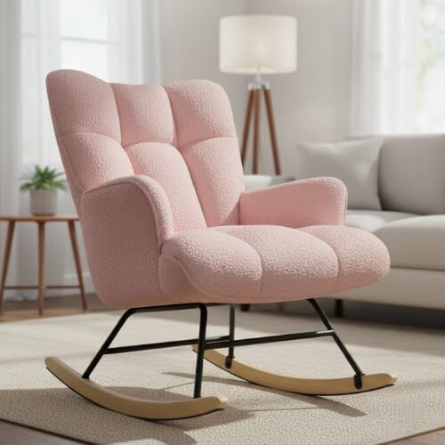 Teddy Rocking Chair for Nursery with High Backrest 1