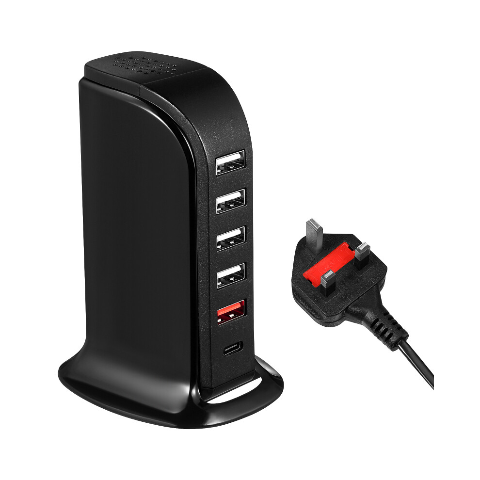 (Black) 20W Multi Port Usb Charger Rapid Charging Station Black 3081833729143