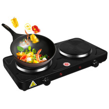 (Black) 2000W Double Burner Stove 5-Gear Electric Heating Stove