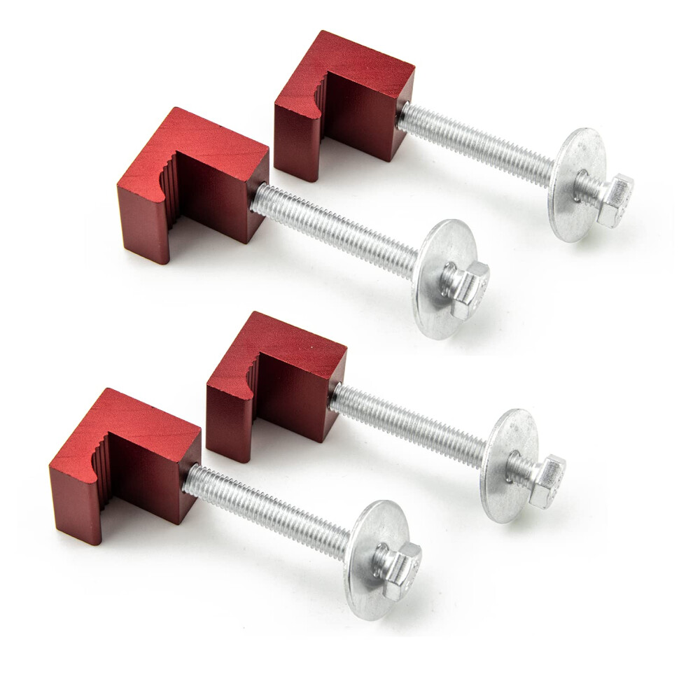 J Hook Crossover Truck Tool Box Mounting Clamps, Nodrill Tie Downs, Heavy Duty Aluminum (4 Pcs, Red) 9001264045340