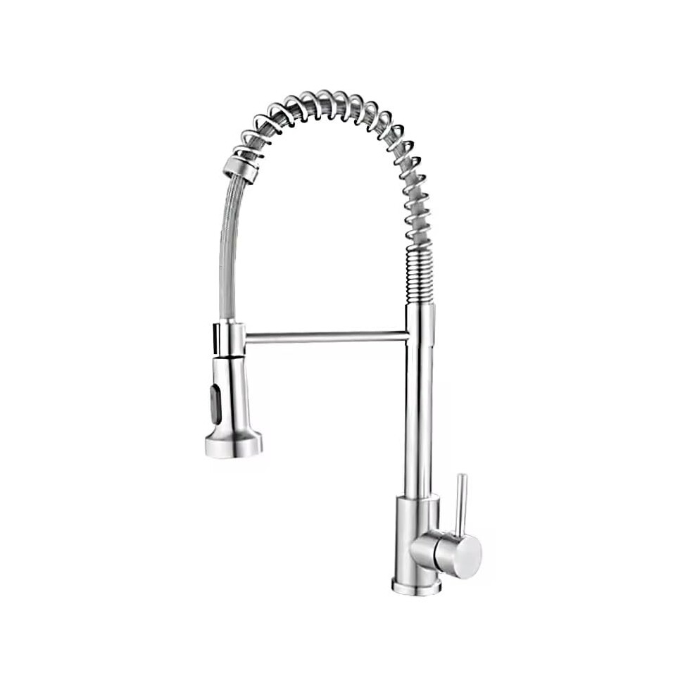 Brushed Nickel Pull Down Kitchen Faucet With Dual Mode Spray, Flexible Spring Spout, Single Handle Control 9426802875997