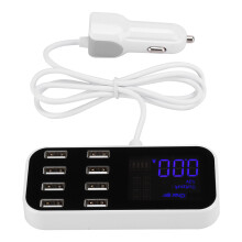 8-poorts USB-laadhub met LED-display, slim snellaadstation met automatische detectie voor iPhone, Samsung, Android en andere apparaten, goede