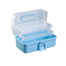 Mallette de rangement à 3 niveaux, boîte à outils en- bleu moyen