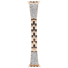 Glamouröses Strass-Uhrenarmband für Apple Watch, Edelstahl, verstellbarer Kettenverschluss, einfache Passform, funkelndes Metallarmband,