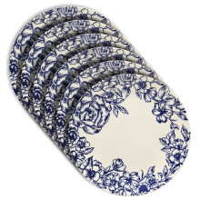 Melamine Dinnerware Set 9 Inch Blue and White Floral Plates Chip Resistant BPA Outdoor Dining