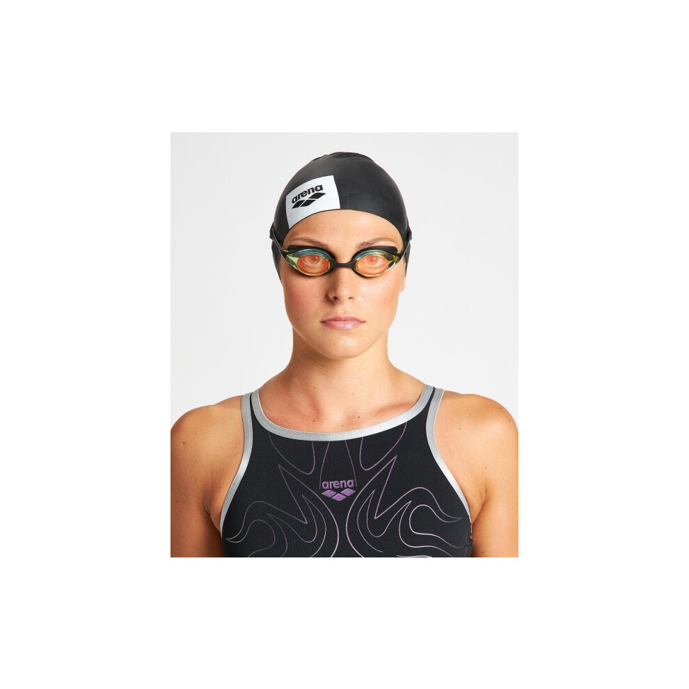 Photos - Swim Goggles Arena   Cobra Original Swipe Mirror Goggles Anti Fog Hydrodynamic Racing (Yellow Copper-Black)