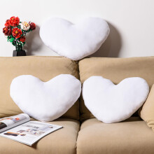 3 Pcs White Crystal Velvet Heart Throw Pillows Soft Fuzzy Cushions for Valentine Wedding Sofa Decor 13.8x11.8