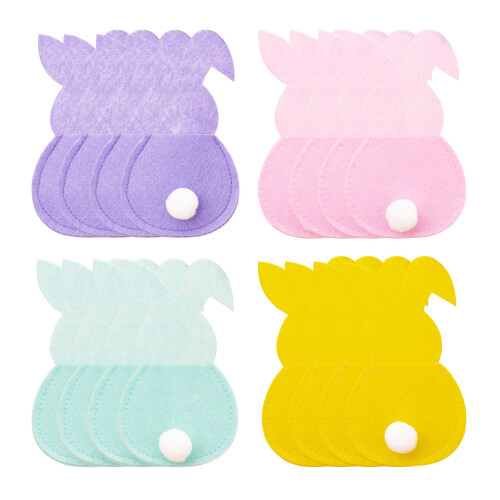 Lot de 4 sacs à couverts en forme de lapin mignon,-Violet 1