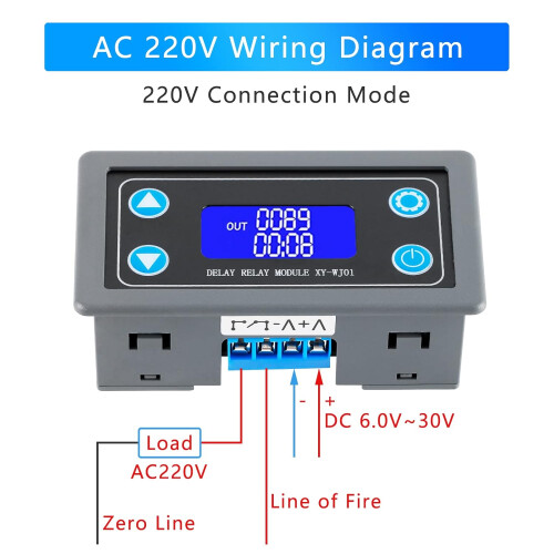 Digital Delay Relay Timer DC 630V LCD Display, 0.01s9999min Programmable Timer Switch 1