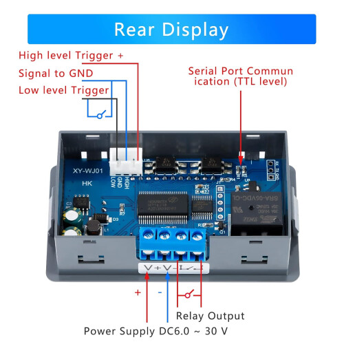 Digital Delay Relay Timer DC 630V LCD Display, 0.01s9999min Programmable Timer Switch 2