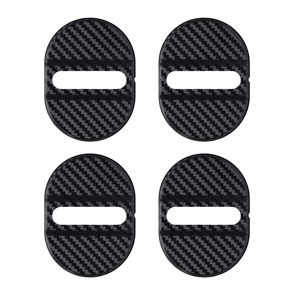 4Pcs Carbon Fiber Car Door Lock Cover Protector, Antirust Noise Reduction, Universal Fit 9189345632044