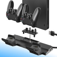 Supporto per console di gioco con docking station 6 in 1, design compatibile con le custodie, supporto verticale per stazione di ricarica PS4 per