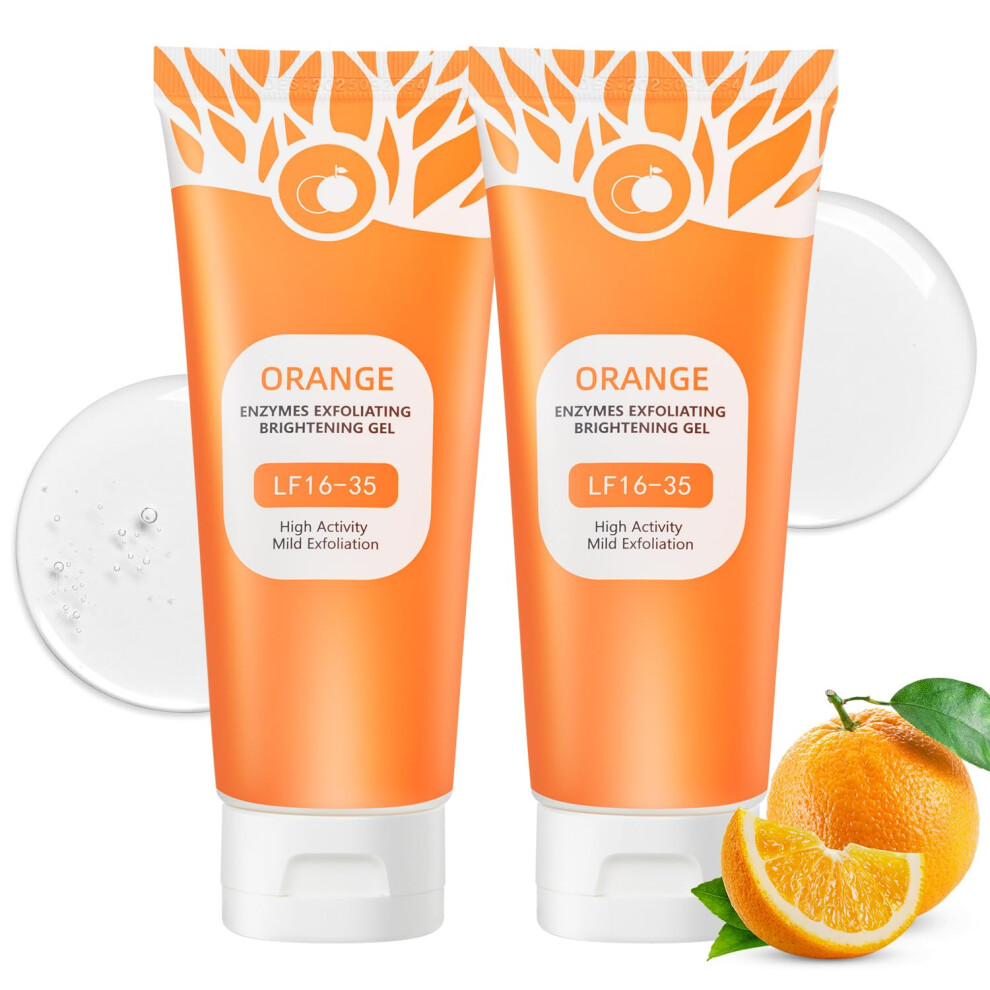 2 Pcs Orange Exfoliating Gel Face and Body Scrub with Vitamin C Brightening, 200ml Each