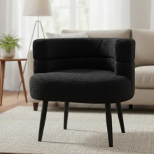 Alivio Sherpa Accent Chair for Living Room & Bedroom (Black)