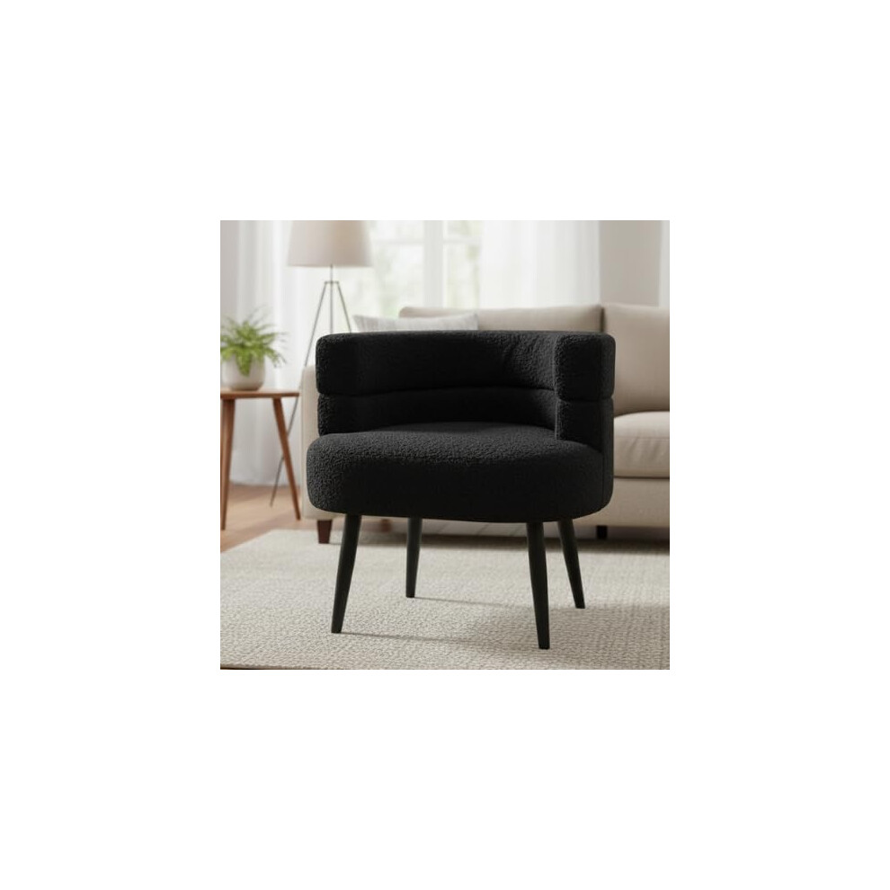 Alivio Sherpa Accent Chair For Living Room & Bedroom (Black) Black