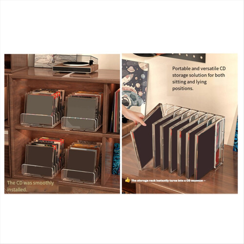 Acrylic CD/DVD Storage Rack Transparent Organizer Stand Display Holder for CD/DVD, Holds Multiple Discs 2