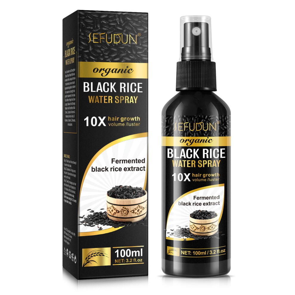 Black Hair Growth Spray With Organic Rice Water And Ginger For Thicker Fuller Hair Loss 100Ml