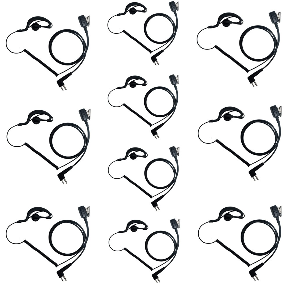 Walkie Talkie Earpiece With Mic Gshape 2 Pin Headset For Motorola Cp200 Cp200d Cls1110 Cls1410 10 Pack 9001264046729