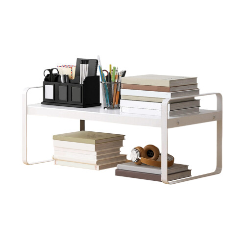 Space Saving Desktop Bookshelf Storage-30 single layer whit
