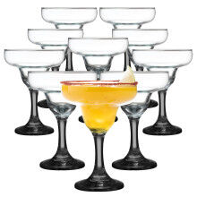 10 Black Margarita Glasses Set 9 oz Elegant WideMouth Cocktail Barware Glassware for Events