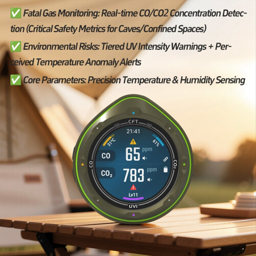 Draagbare multifunctionele koolmonoxide- en kooldioxidedetector Luchtkwaliteitsmeter Temperatuur- en vochtigheidsmeter Scherm 1