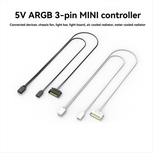 Computer ARGB Controller PC Case RESET Control to ARGB Reset Power Cable PC 5V 3Pin Lighting Controller White 1