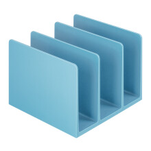 3 Compartments Book End Desk Book Stopper Magazine Stand-Blue