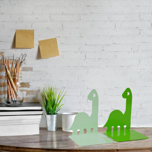2 Pcs Metal Bookends Book Support Rack Decorative-Light Green 2