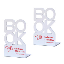 Metal Book End For Shelves 2Pcs Letter Bookend Slip-White