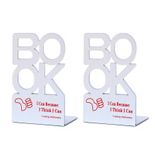 2 Stuks Uitgeholde Letter Boekensteunen Metalen-Wit