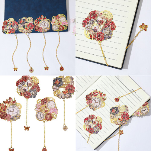 Metal Bookmarks Reading Bookmarks Flower & Clock Book-26 2