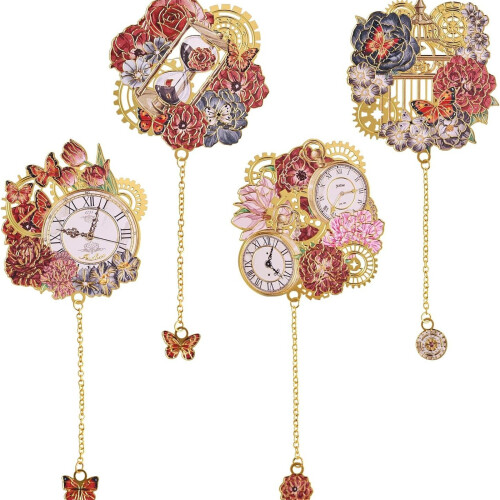 Metal Bookmarks Reading Bookmarks Flower & Clock Book-26 1
