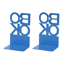 Pack of 2 Heavy Duty Metal Bookends for Shelves Hollowed-Blue