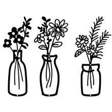 Metal Flower Vase Wall Arts Sign Black Hangings Room-JSTY206