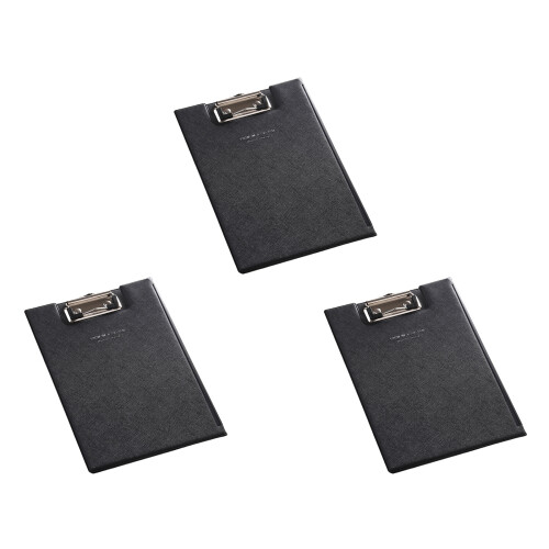 Leather Conference Folder with Clipboard Folding-Black